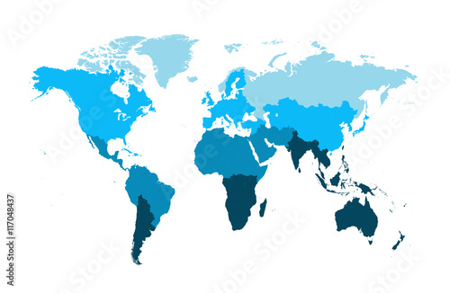 world map flat design blue color