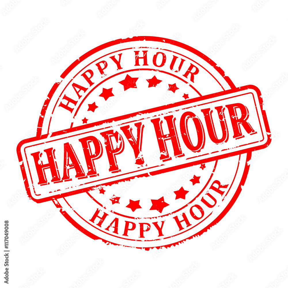 Scratched red round seal with the inscription - Happy hour - vector svg ...