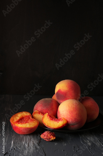 Peaches on black