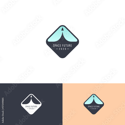Flying rocket. Logo design element (3)