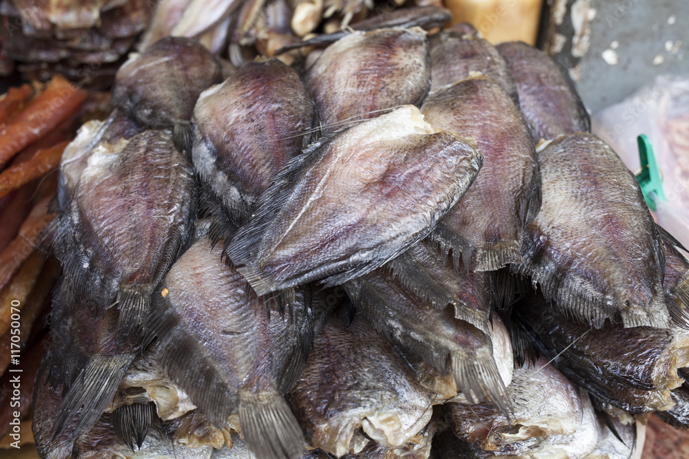 Dried fish in a asian market