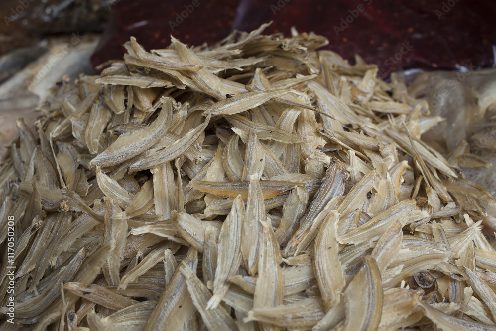Dried fish in a asian market
