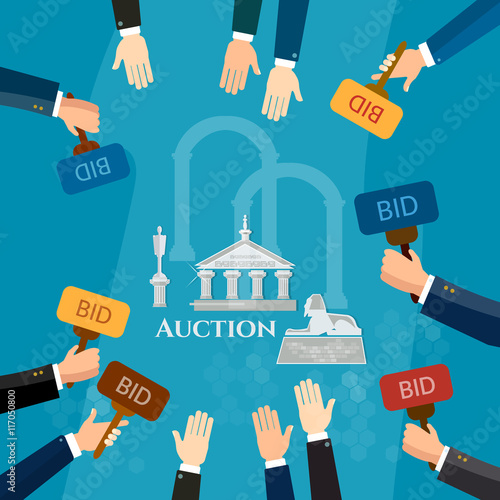 Auction and bidding selling antiques sale paintings art object