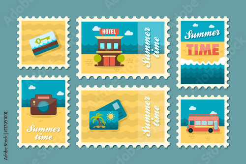 Traveling stamp set. Summer. Vacation