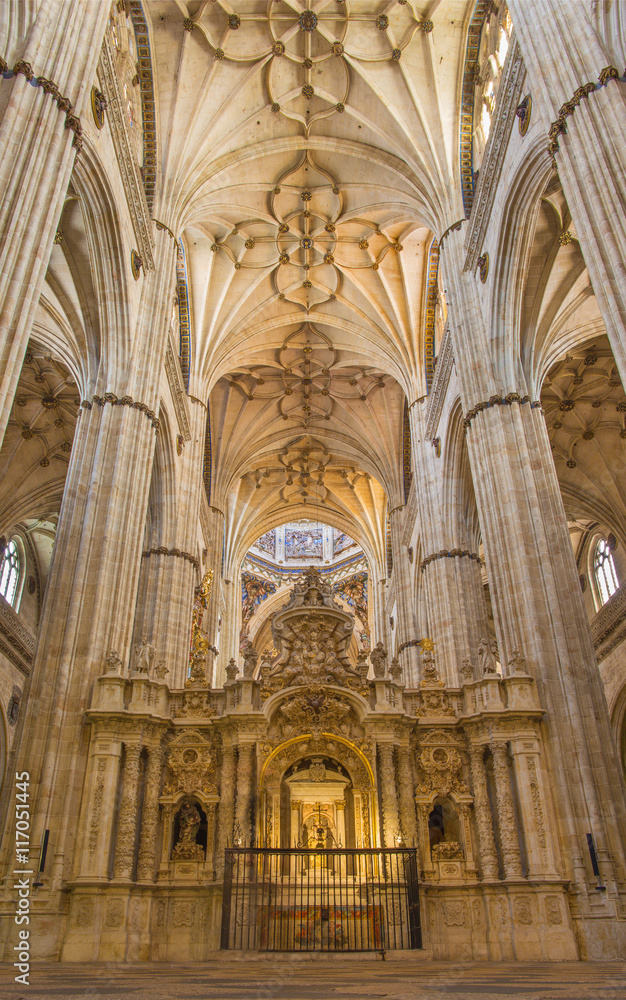 SALAMANCA, SPAIN, APRIL - 16, 2016: The nave of New Cathedral (Catedral Nueva).