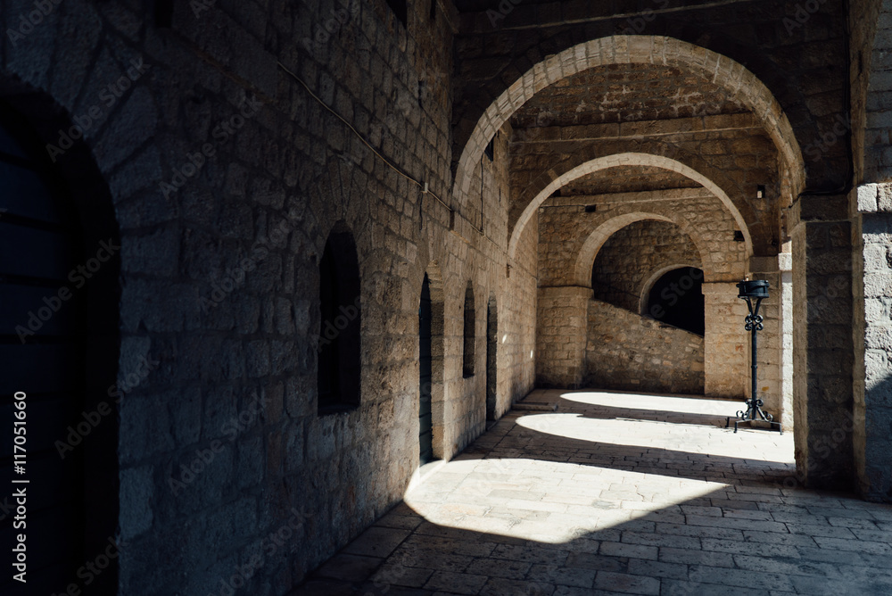 Corridors inside Fort Lovrijenac of Dubrovnik, Croatia