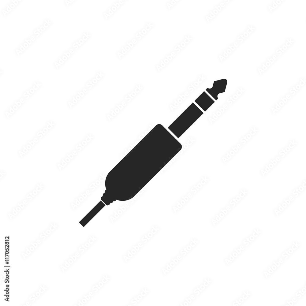 Jack cable icon, black audio jack