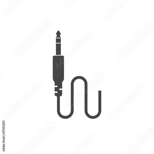 Jack cable icon, black audio jack