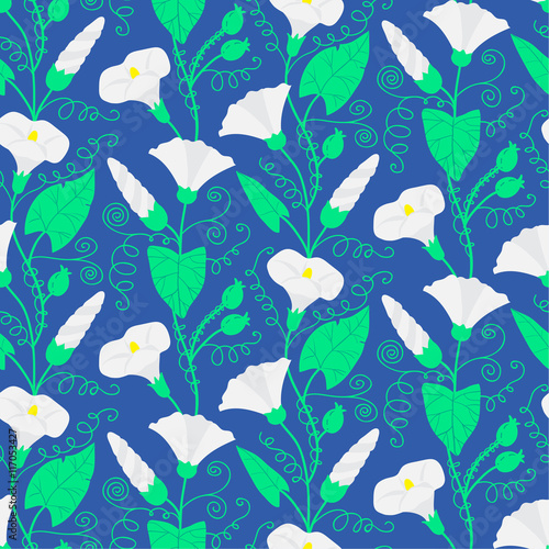 Seamless pattern with beautiful gentle bindweeds. It can be used