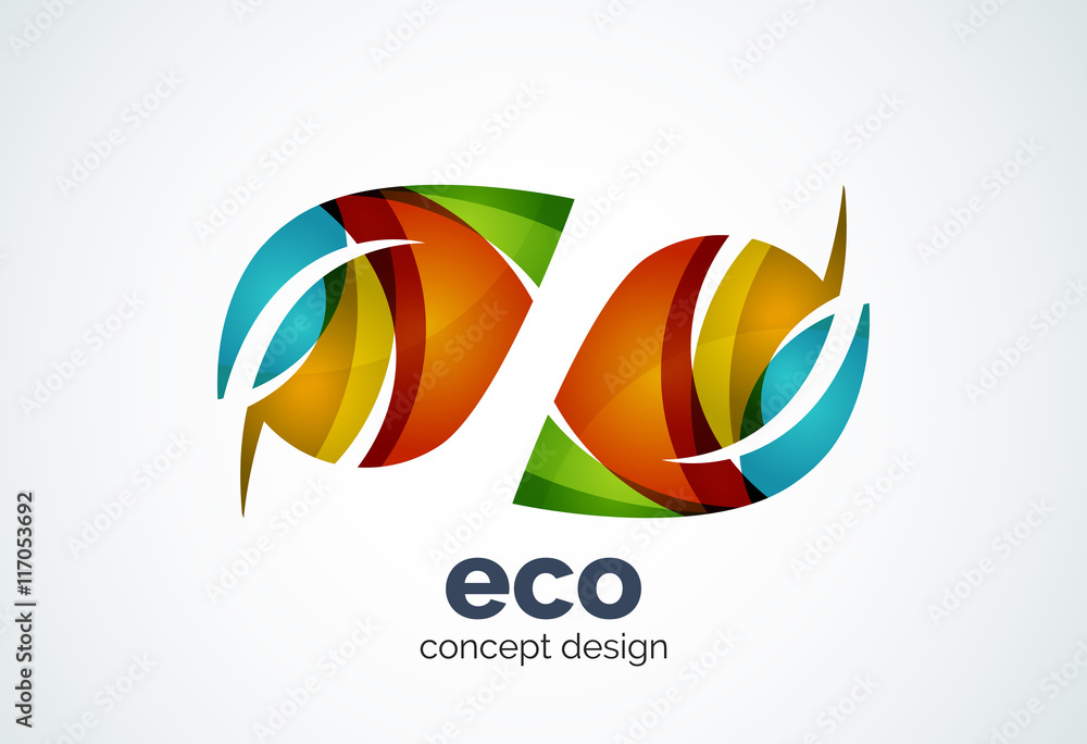 Abstract business company leaf logo template, green concept