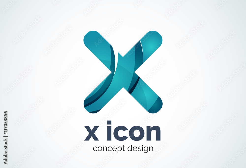 Obraz premium X cross logo template, rotated plus, medical or letter concept
