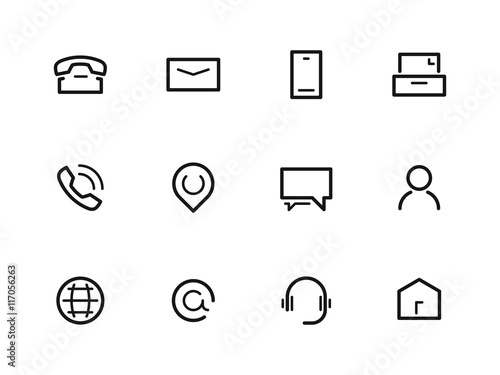Sleek minimalistic contact icons set