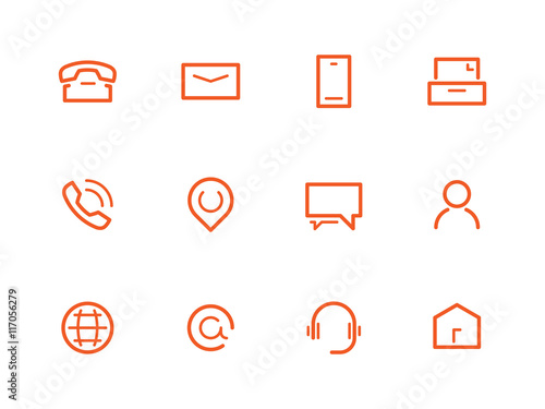 Sleek minimalistic contact icons set
