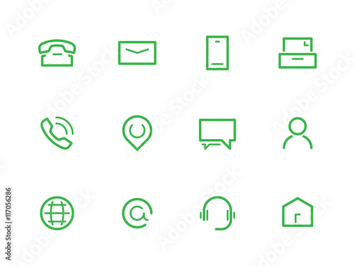 Sleek minimalistic contact icons set