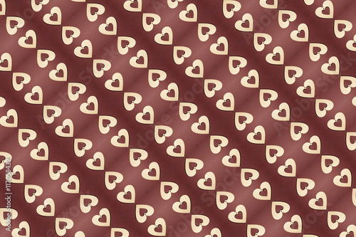 Valentines day seamless pattern witn wooden hearts on maroon bac