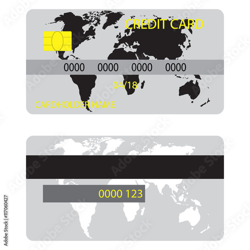 Credit card with silhouette world map