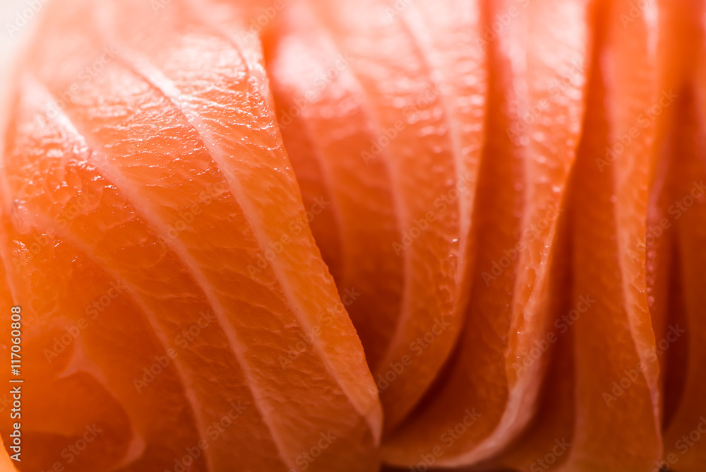 Salmon Sashimi in plate on wood table , japan food