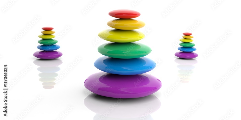 Rainbow zen stones stack. 3d illustration Rainbow zen stones stack. 3d illustration