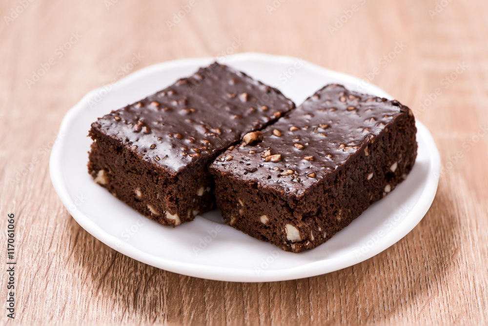 Cake chocolate brownies on wooden background Cake chocolate brownies on wooden background