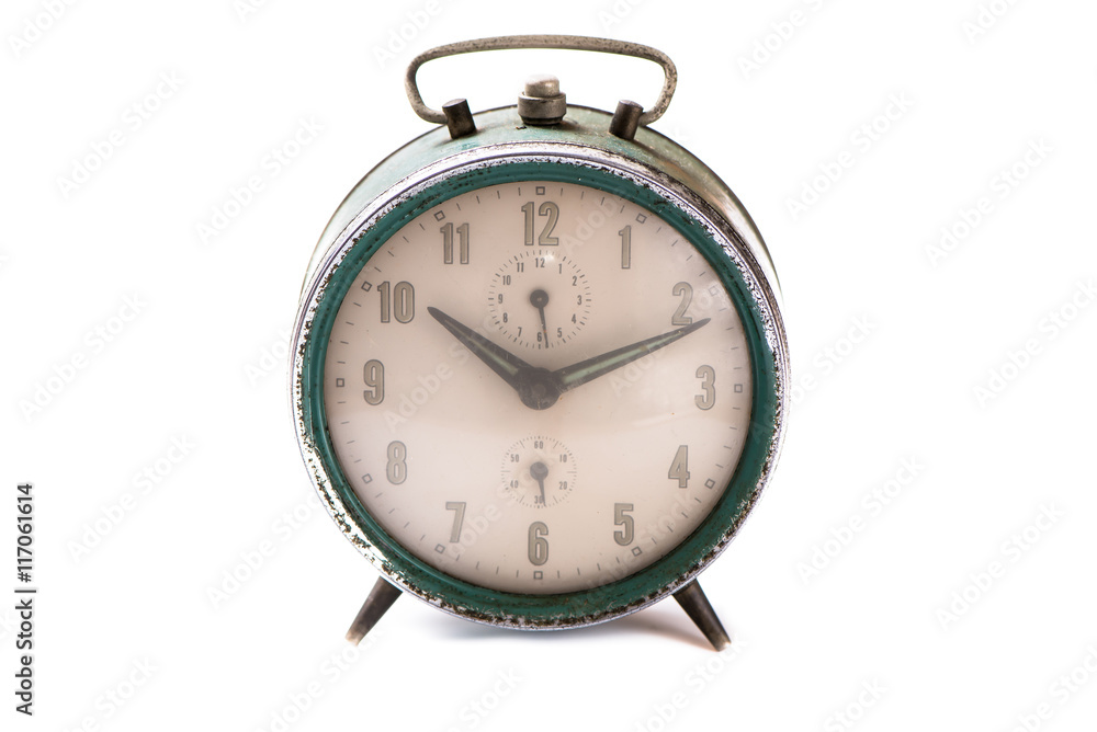 Old clock on white background Old clock on white background