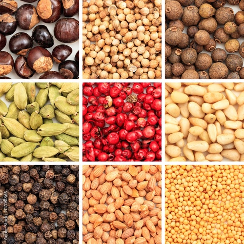 Various spice seeds collage