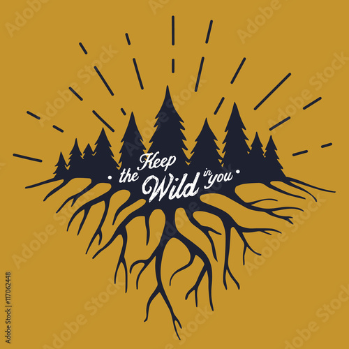 Vector illustration with roots end forest
