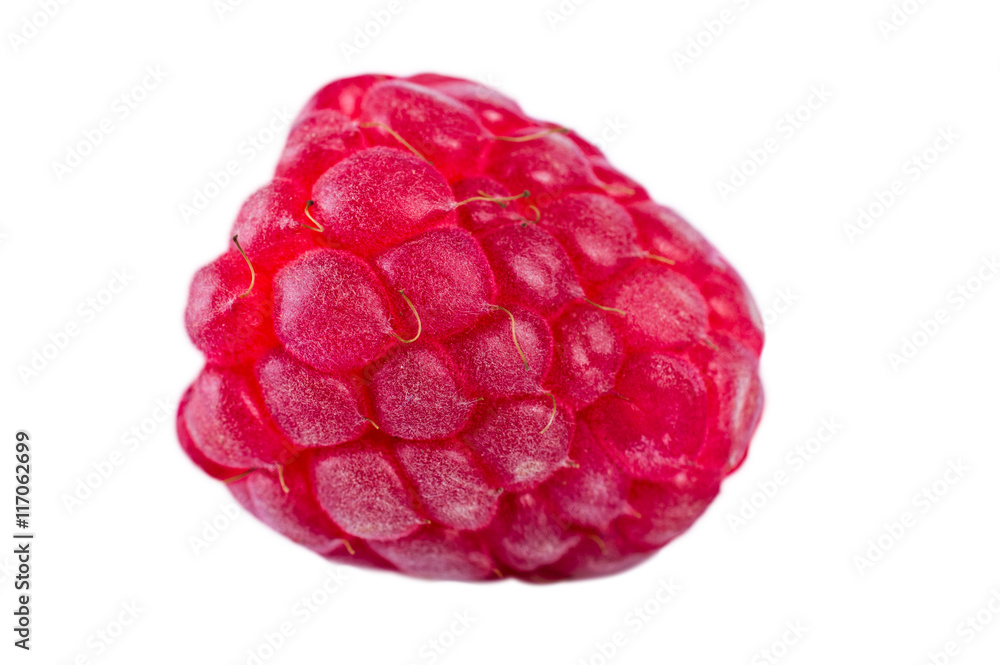 Ripe red raspberries isolated on white background Ripe red raspberries isolated on white background