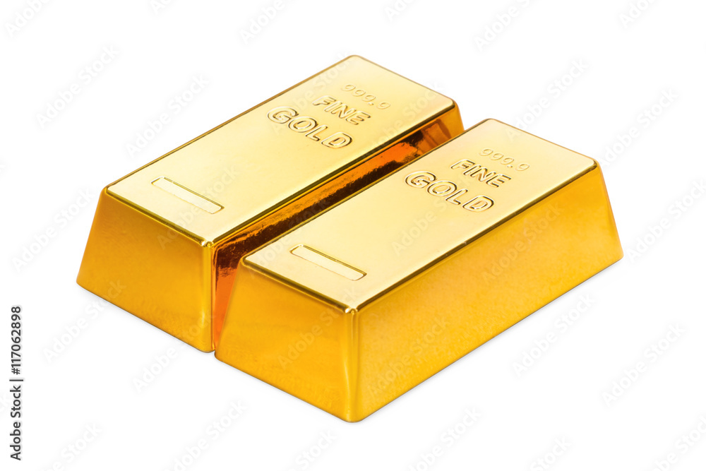 Isolated gold ingots Isolated gold ingots