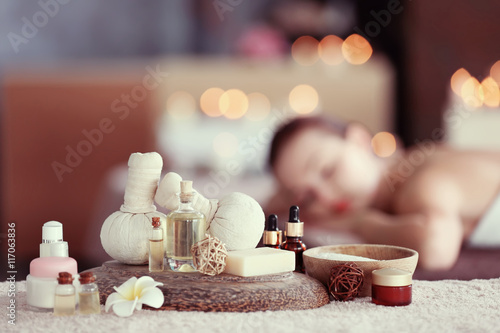 Spa composition and girl on...