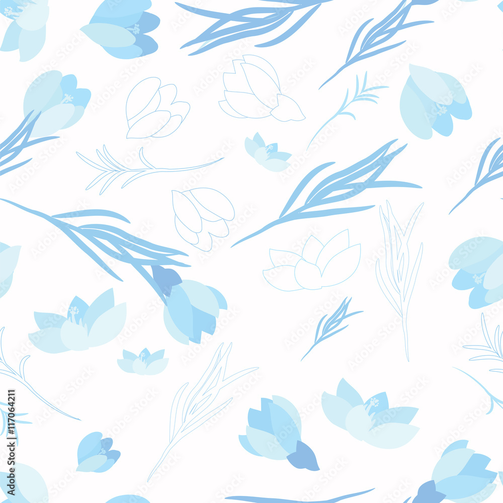 Seamless vector floral pattern with crocus flowers Seamless vector floral pattern with crocus flowers