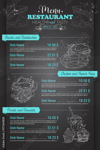 Restaurant vertical scetch menu