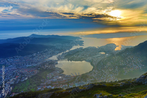 Bergen view from Mount Ulriken. Norway. 