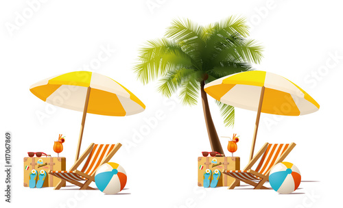 Vector travel and summer beach vacation relax icon photo