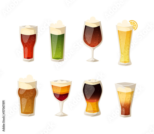 Beer vector icons set.