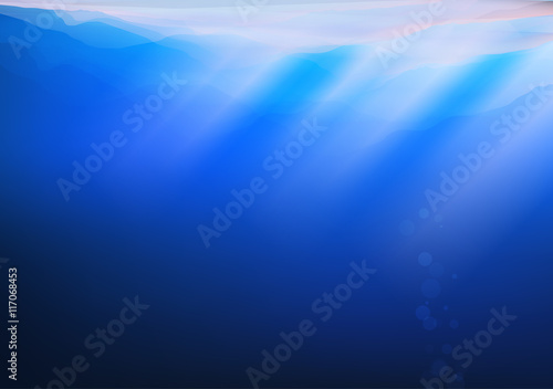 Abstract Sun Ray Under Water,Ice Sheet  - Vector Illustration 