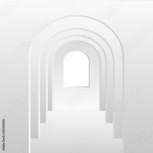 Fototapeta Naklejka Na Ścianę i Meble -  White gradient tunnel door
