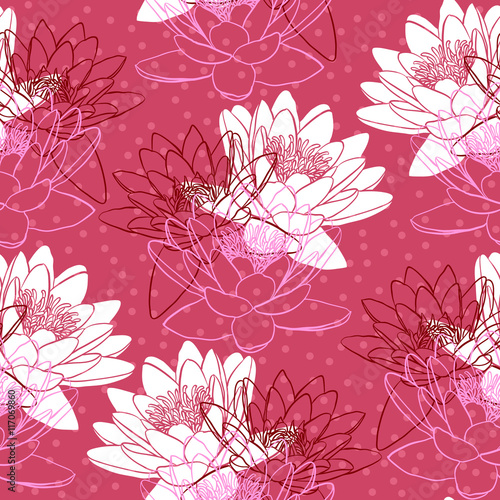 Seamless pattern with water lilies