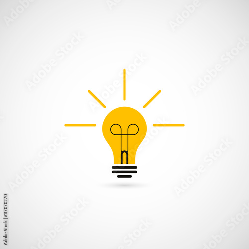 Light bulb icon. Creative idea, inspiration concept. Vector design element. Flat icon isolated on white background, eps 10.