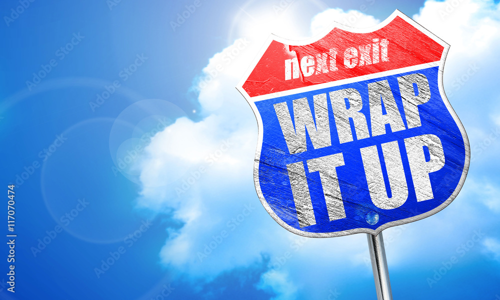 wrap it up, 3D rendering, blue street sign