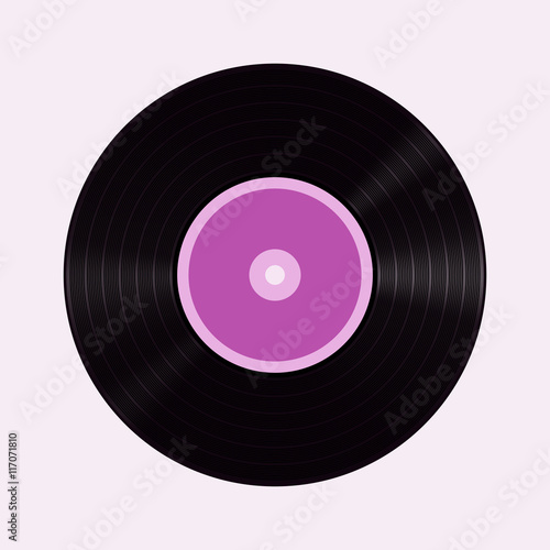 Vector illustration of vinyl record. Isolated on light background. EPS 10.