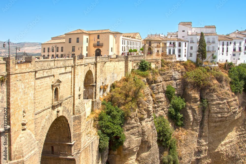 A popular place for tourists. Ronda. Spain. The city and the val