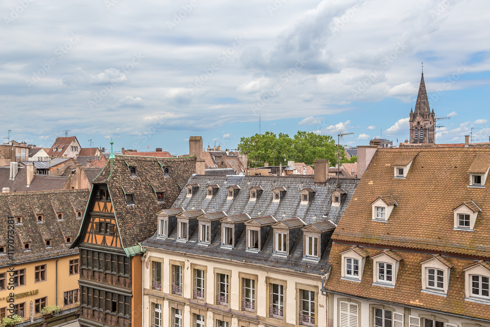 Strasbourg, France. Picturesque old houses with attics