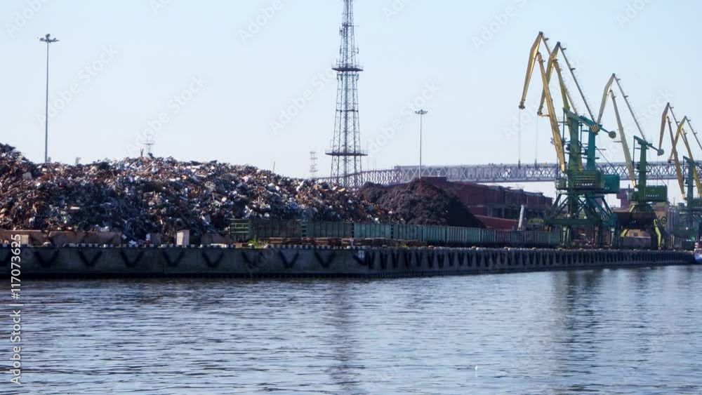 Cargo port with trash. View from ship Cargo port with trash. View from ship