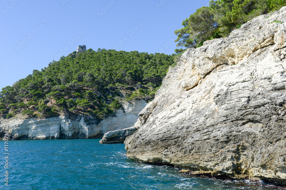 The coast of Gargano National park on Puglia
