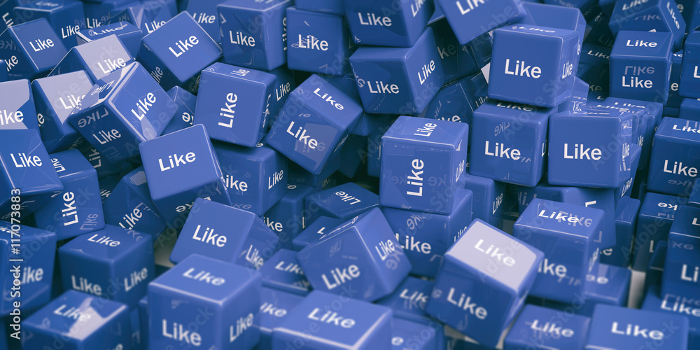 Naklejka premium Cubes with word like. 3d illustration