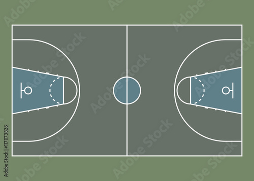 Basketball court / field - top view. Proper markings and proportions according standards. Vector illustration, eps 8.