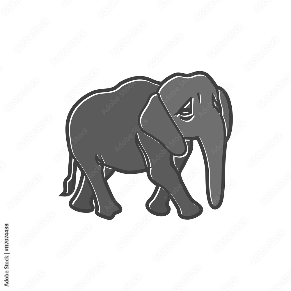 Elephant icon in flat style on a white background Elephant icon in flat style on a white background