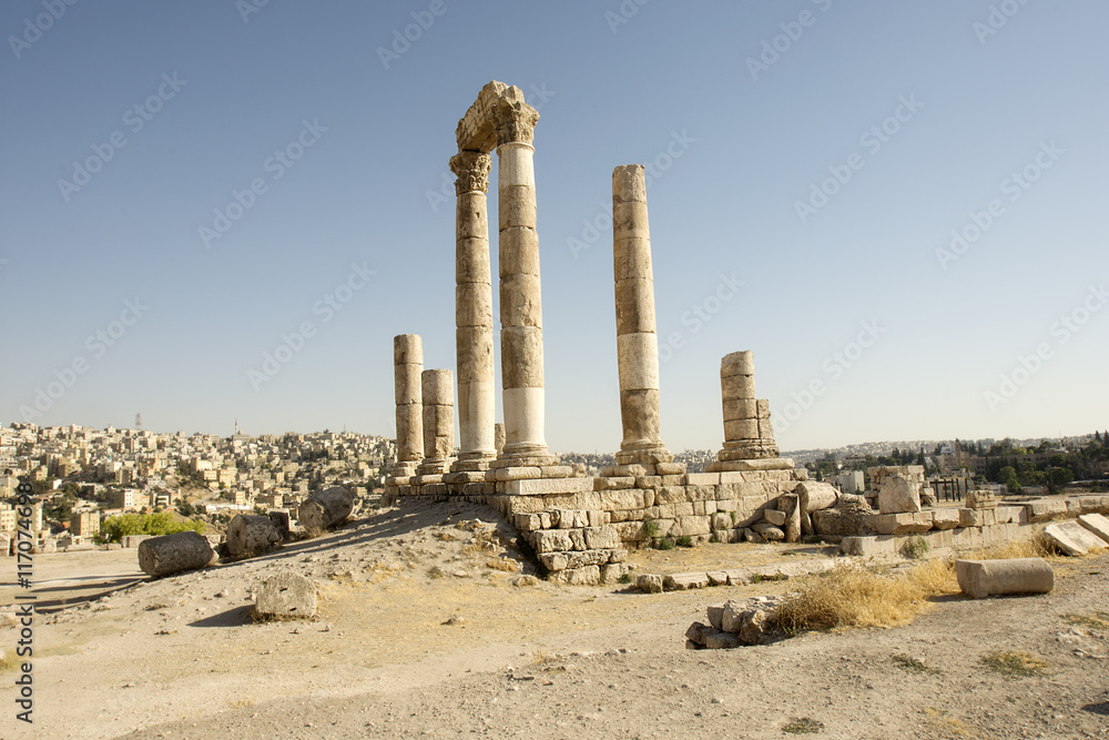Main stone pillars in Amman citadel 
