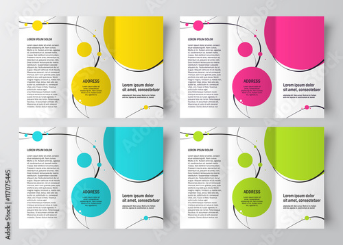 brochure design template curves circles colored set