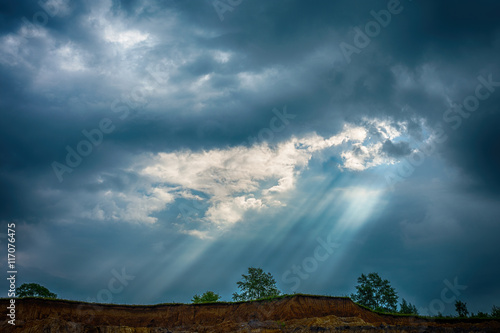 Wallpaper Mural NOVOKUZNETSK, RUSSIA - JULY 26, 2016: Big yellow mining trucks and excavators at worksite
 Torontodigital.ca
